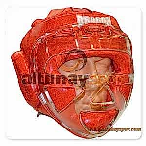 Dragon Tam Korumalı Orjinal Deri Muay Thai Kaskı (Kırmızı)